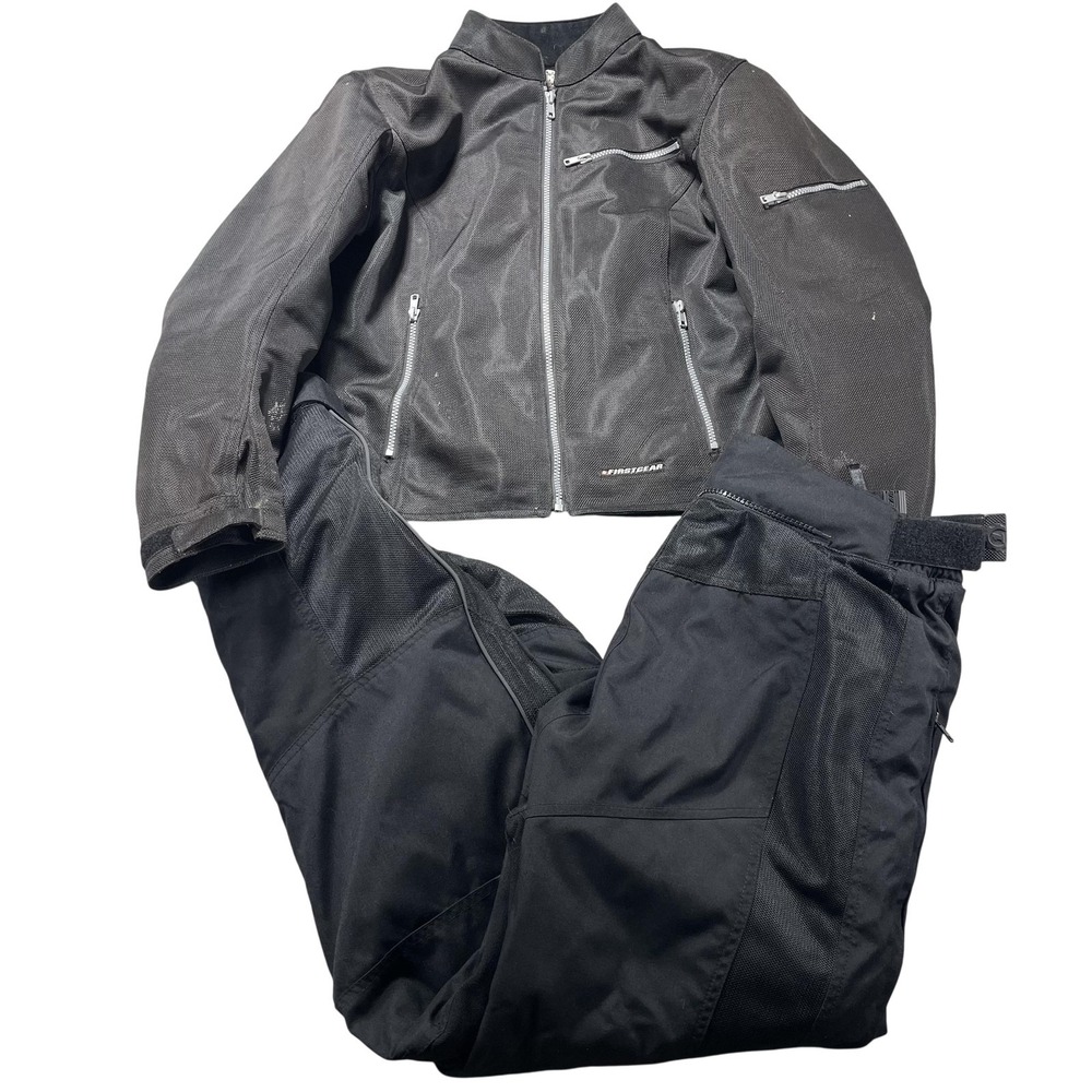First Gear Motorcycle Riding Jacket Pants Set Womens XL Black Mesh Hypertex SAFE